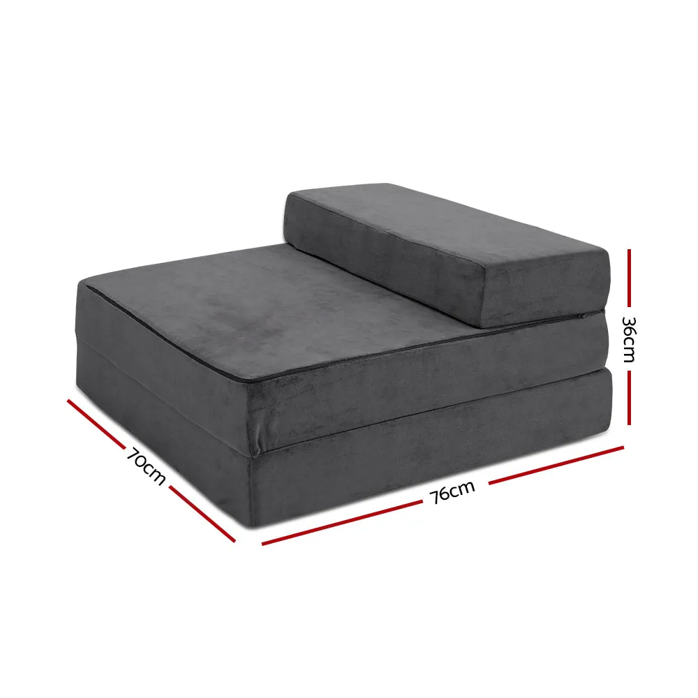 Penelope 12cm Folding Foam Portable Mattress Grey - Single