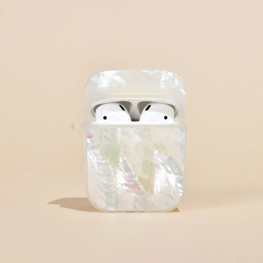 Real Natural Shell Airpods Case - White