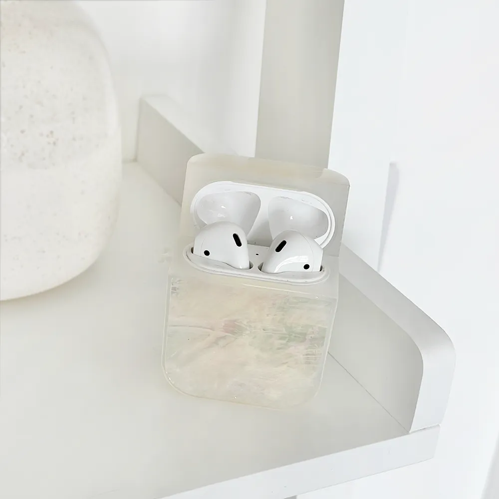 Real Natural Shell Airpods Case - White