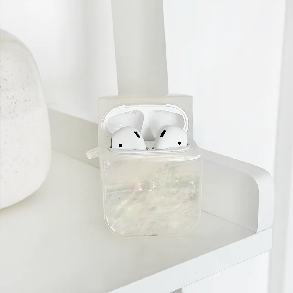 Real Natural Shell Airpods Case - White